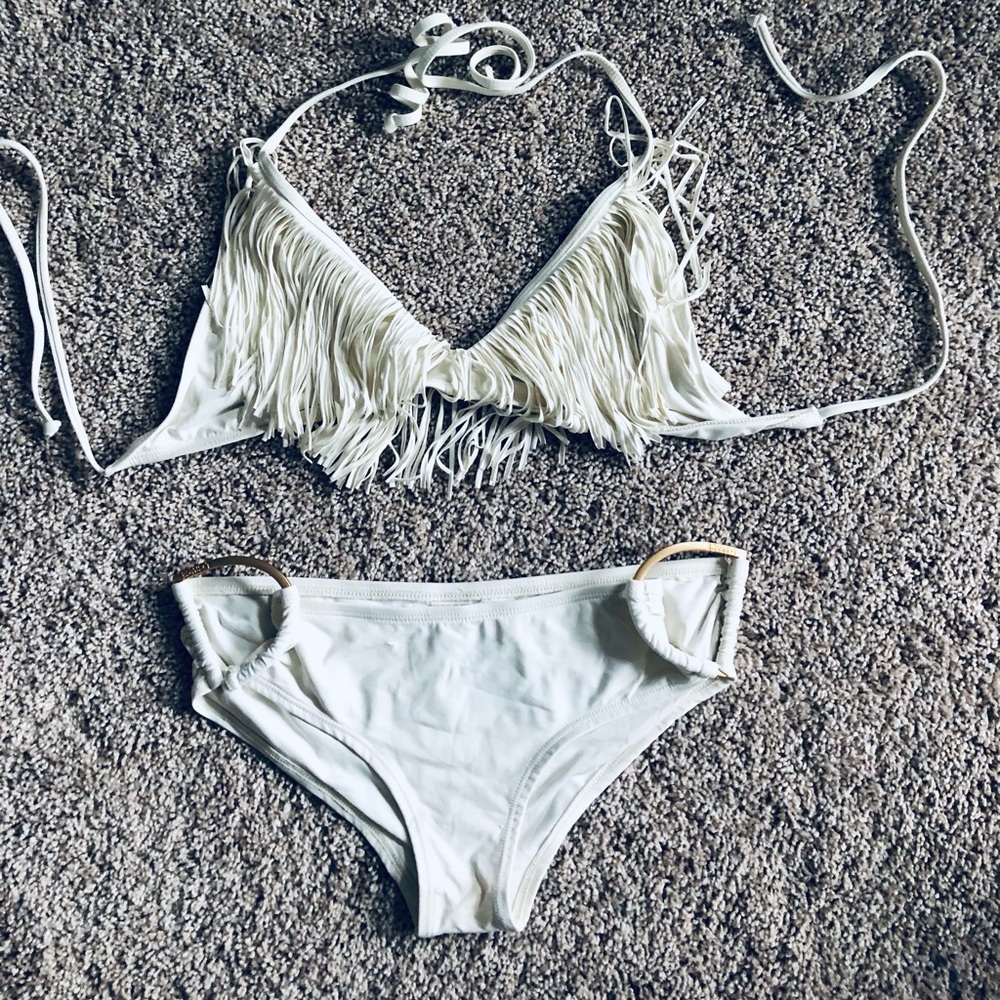 L* Space White Fringe Bikini